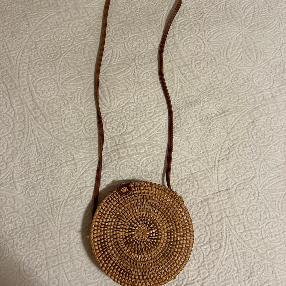 Never used wicker circle cross body bag